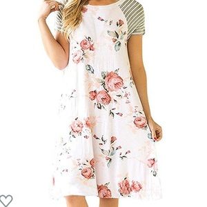 Summer Short Sleeve A-line Loose T-Shirt Dress